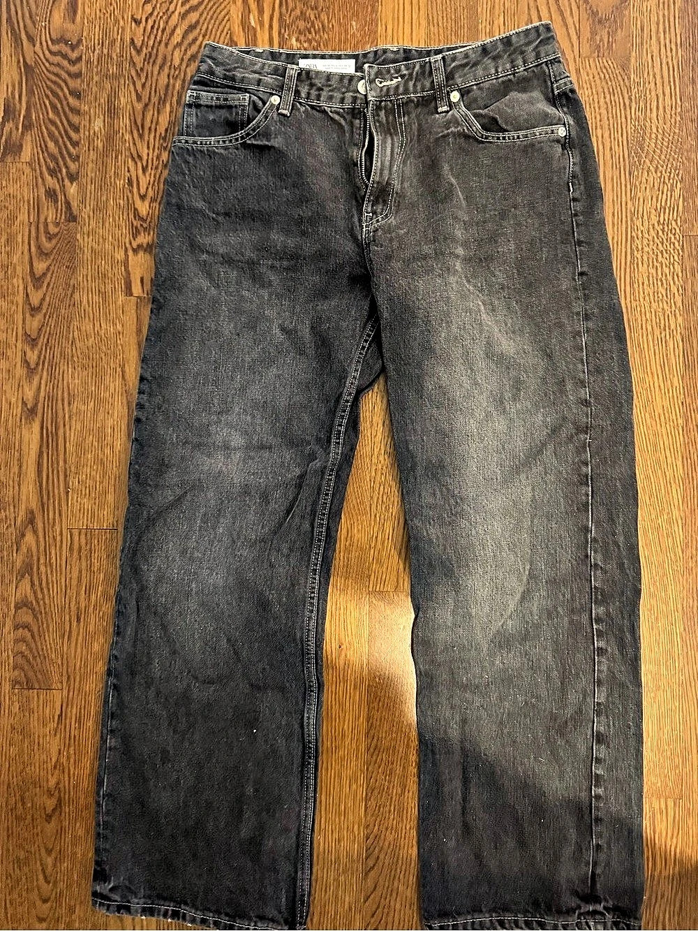 Zara TRF High-Rise Wide Leg Jeans Women's Black